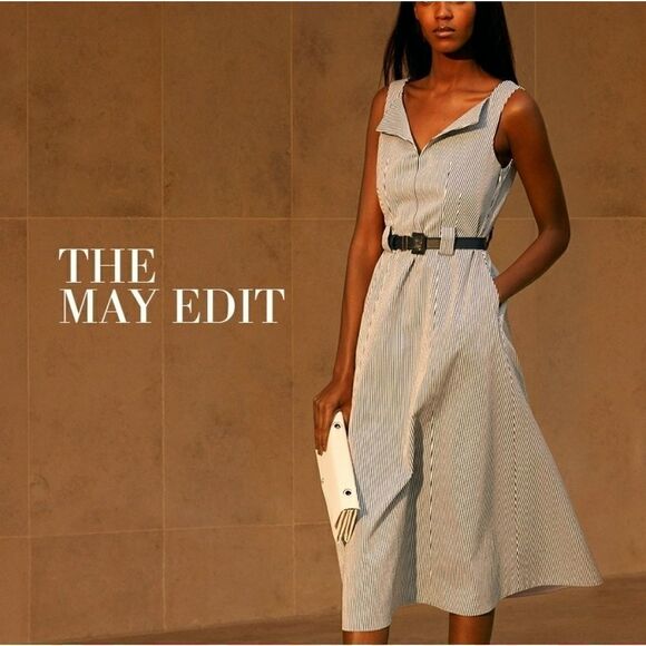 𝅺l.k. Bennett women's Dr. Alana Size 8 Dress Blue and White stripes with pocket - Picture 11 of 11